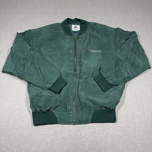 VTG MCA Universal Studios Jacket Men XL Green GREEDY Movie Promo Silk Bomber 90s